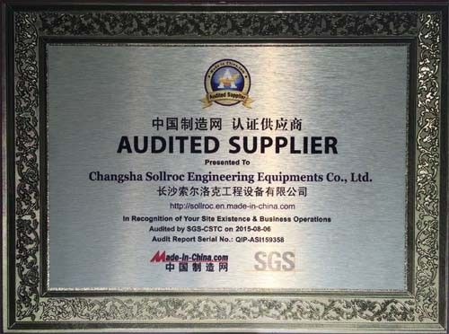 China Changsha Sollroc Engineering Equipments Co., Ltd Certificaciones